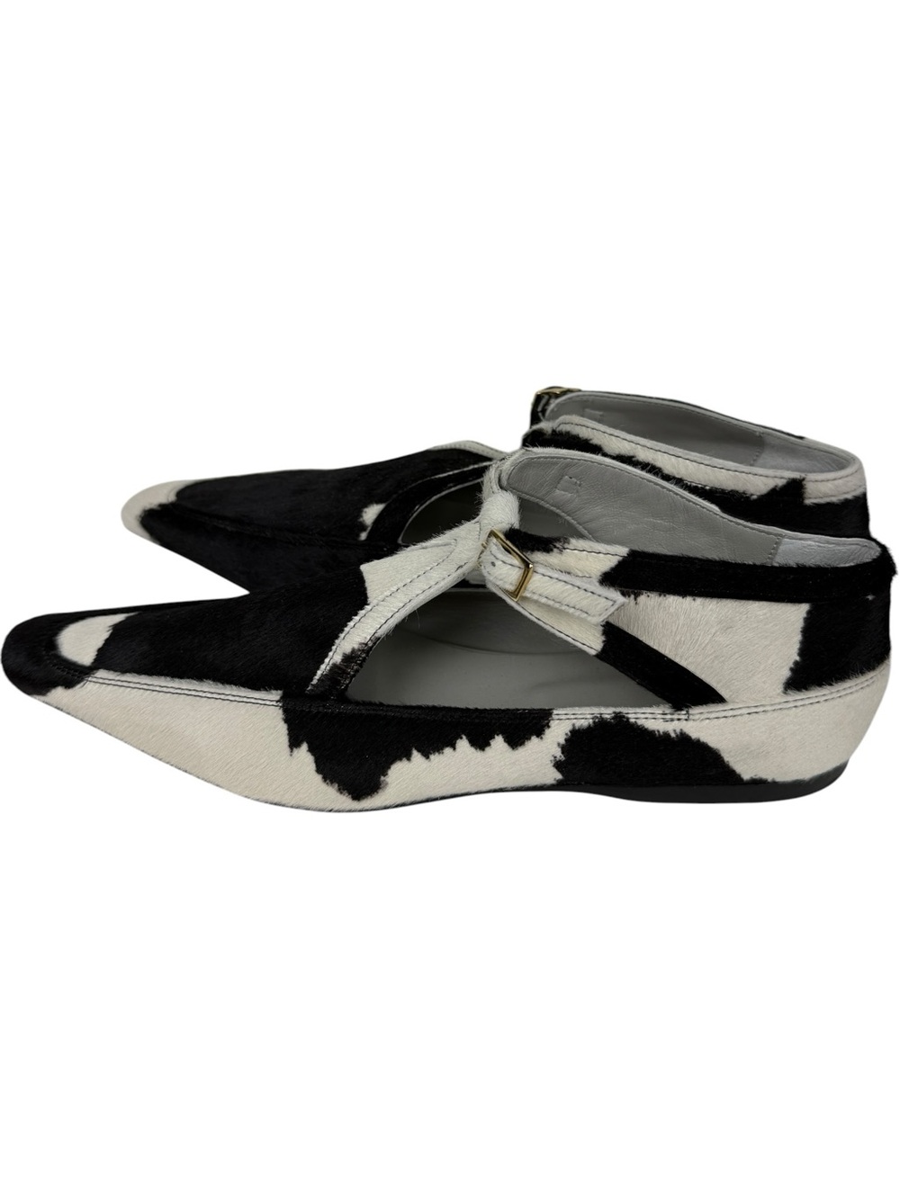 Tibi 2026 Somerset Calf Hair Spotted Animal Print T Strap Flats - Picture 6 of 8
